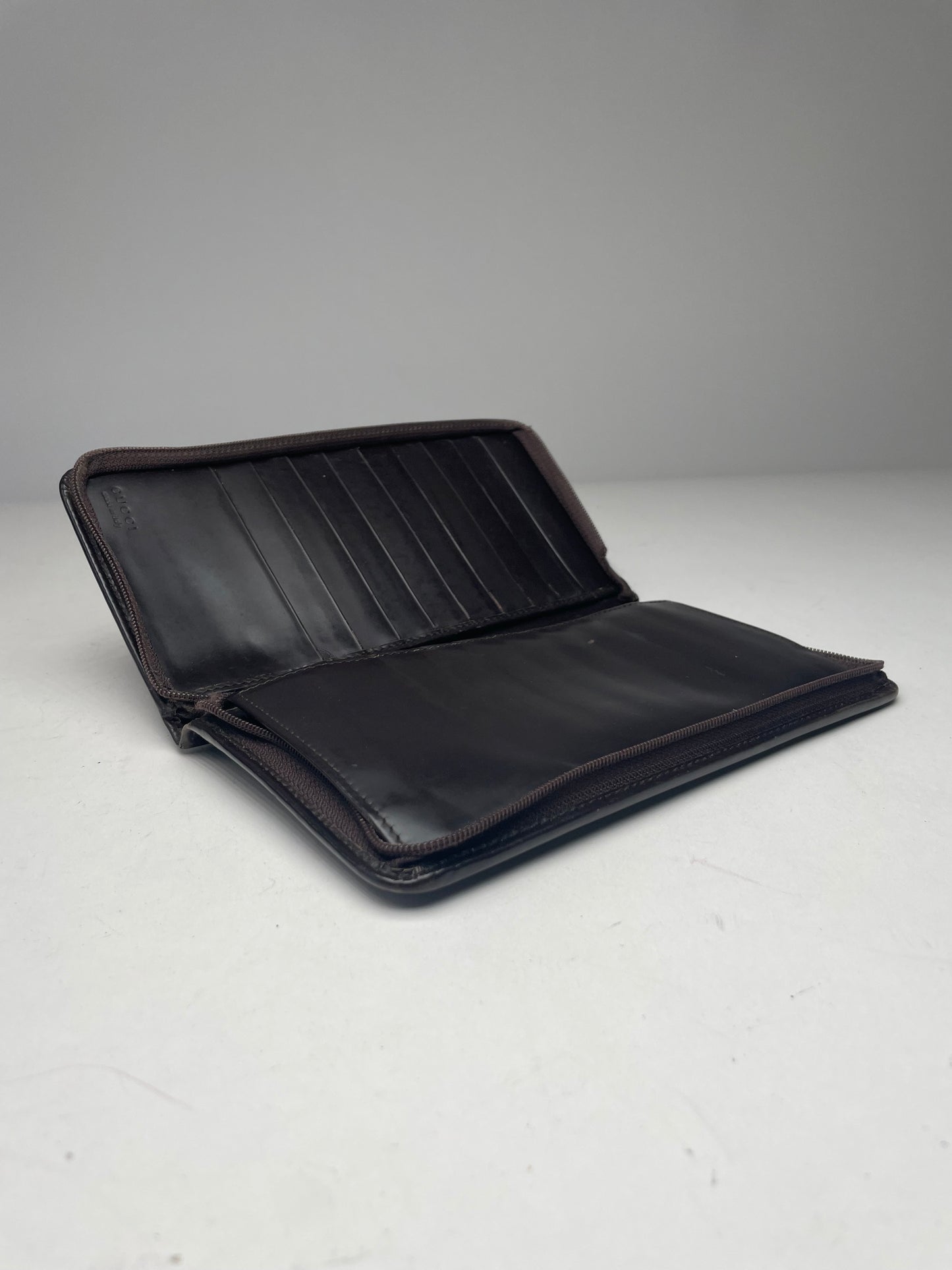 Vintage Gucci Patent Leather Wallet Brown