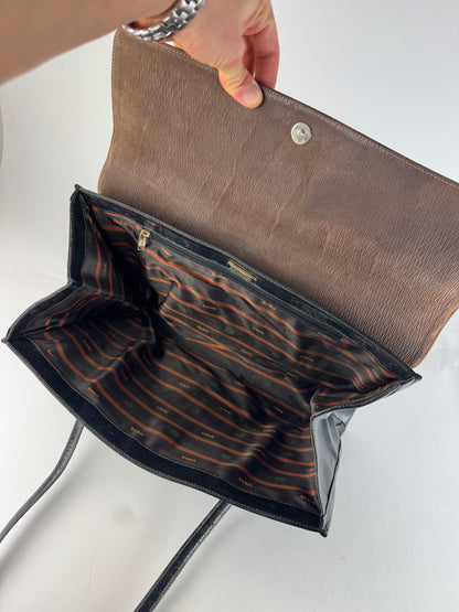 Vintage Loewe Madrid Leather Handbag Brown Black