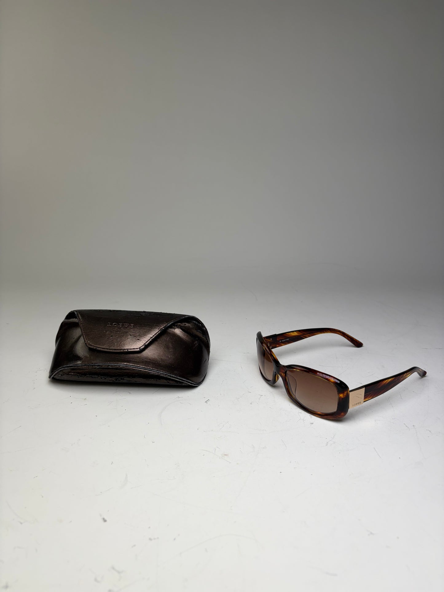 Vintage Loewe Acetate Sunglasses Tortoiseshell Brown Gold