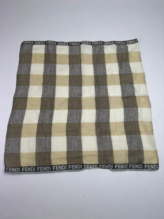 Vintage Fendi Checked Scarf Brown white