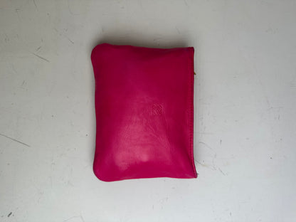 Vintage Loewe Leather Pouch Hot Pink Gold-Tone Zip
