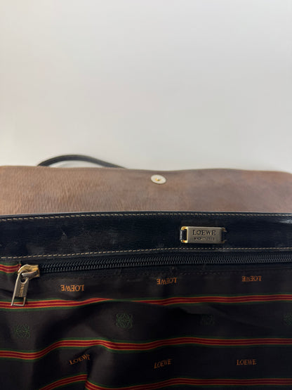 Vintage Loewe Madrid Leather Handbag Brown Black