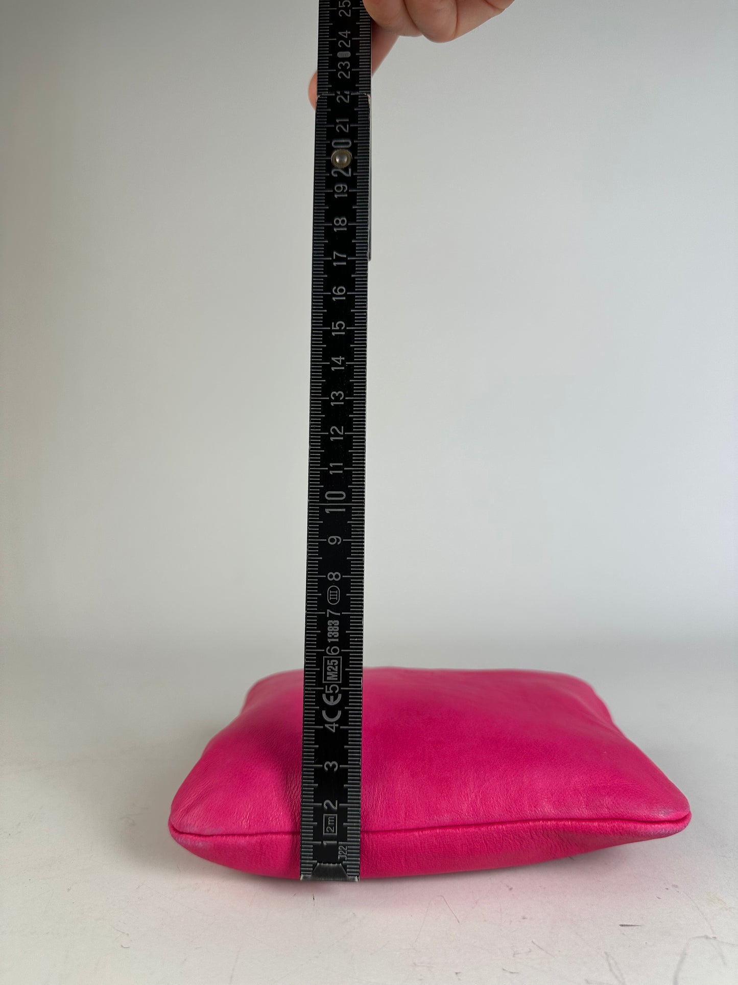 Vintage Loewe Leather Pouch Hot Pink Gold-Tone Zip