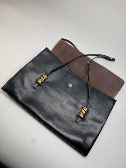 Vintage Loewe Madrid Leather Handbag Brown Black