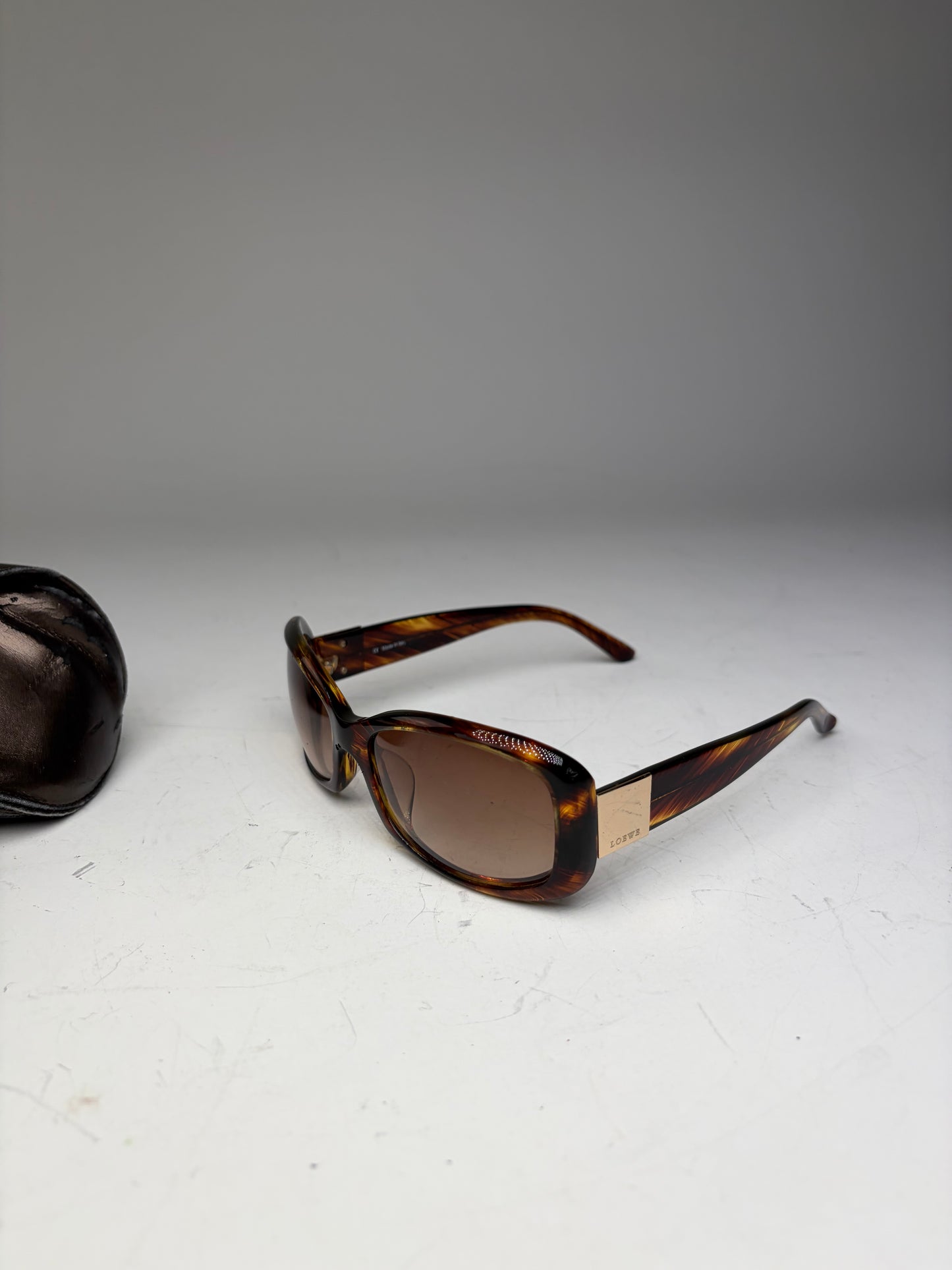 Vintage Loewe Acetate Sunglasses Tortoiseshell Brown Gold