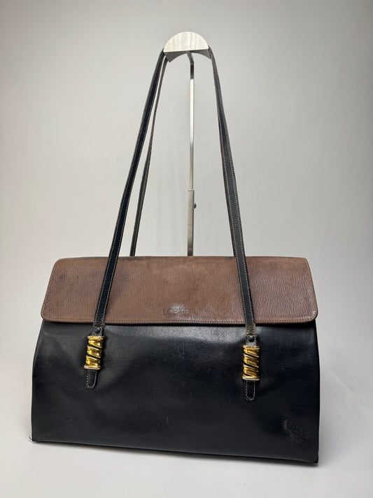 Vintage Loewe Madrid Leather Handbag Brown Black