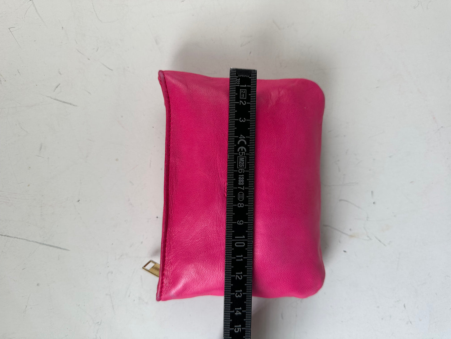 Vintage Loewe Leather Pouch Hot Pink Gold-Tone Zip