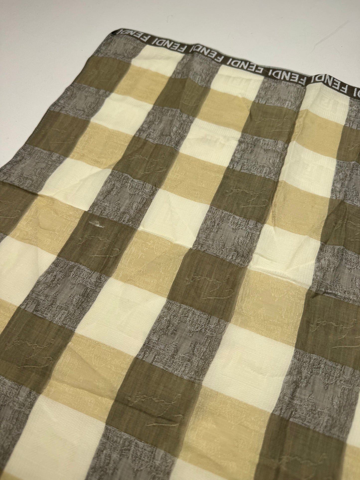 Vintage Fendi Checked Scarf Brown white