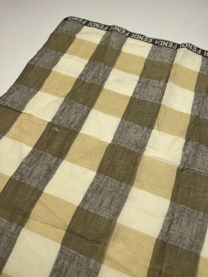 Vintage Fendi Checked Scarf Brown white