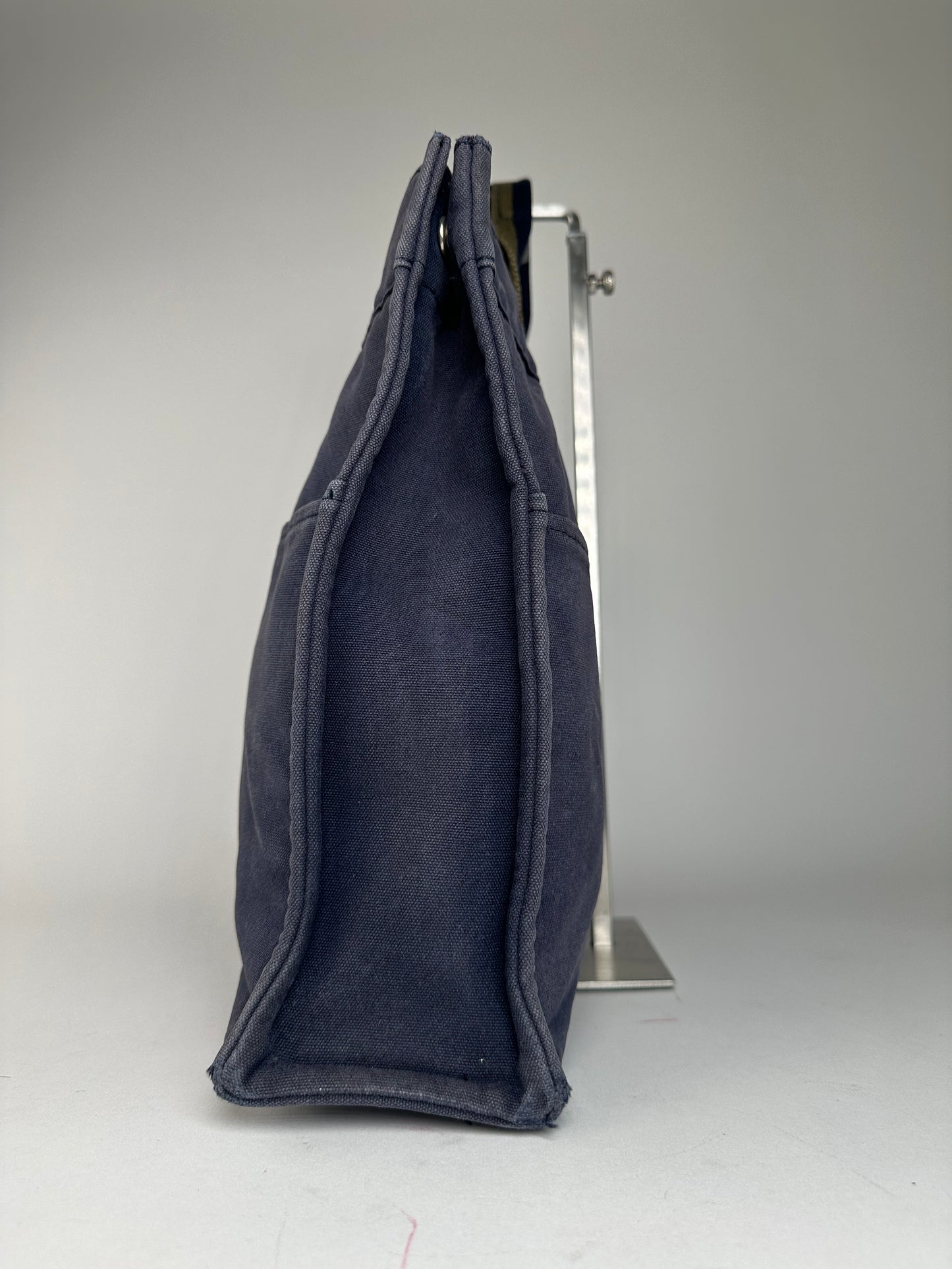 Vintage Hermès Fourre Tout MM Canvas Tote Bag Navy Khaki