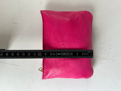 Vintage Loewe Leather Pouch Hot Pink Gold-Tone Zip