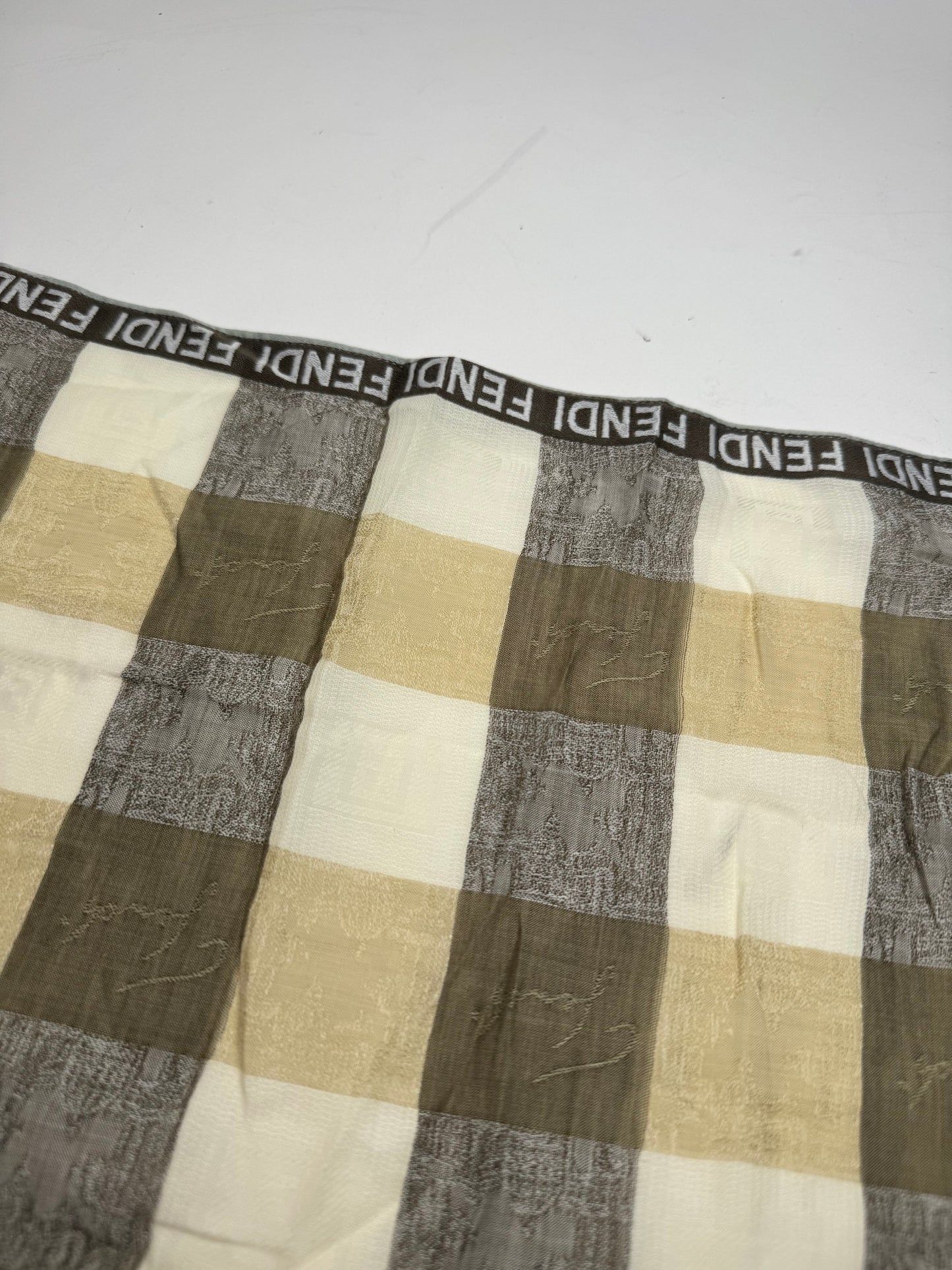 Vintage Fendi Checked Scarf Brown white