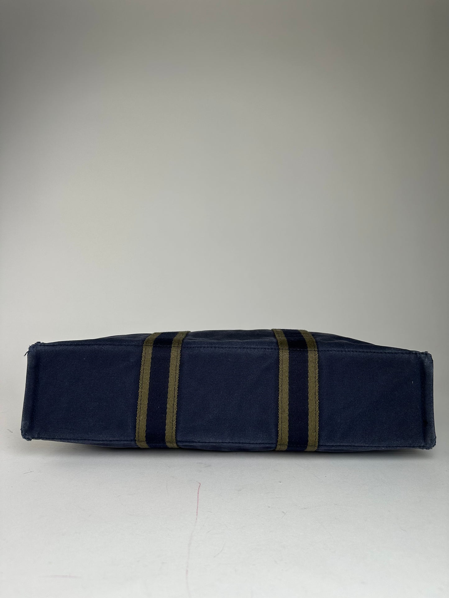 Vintage Hermès Fourre Tout MM Canvas Tote Bag Navy Khaki