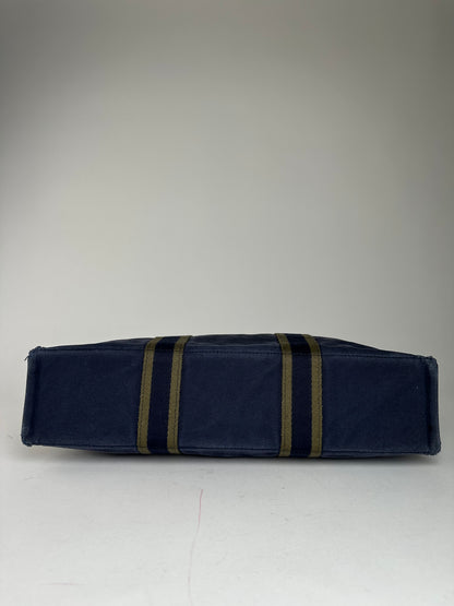 Vintage Hermès Fourre Tout MM Canvas Tote Bag Navy Khaki