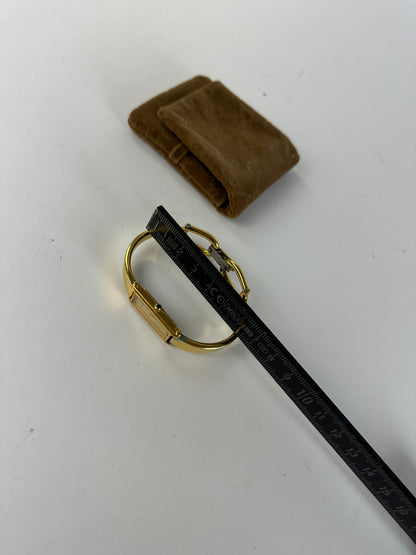 Vintage Gucci Rectangular Bracelet Watch Early 2000s Gold Cream