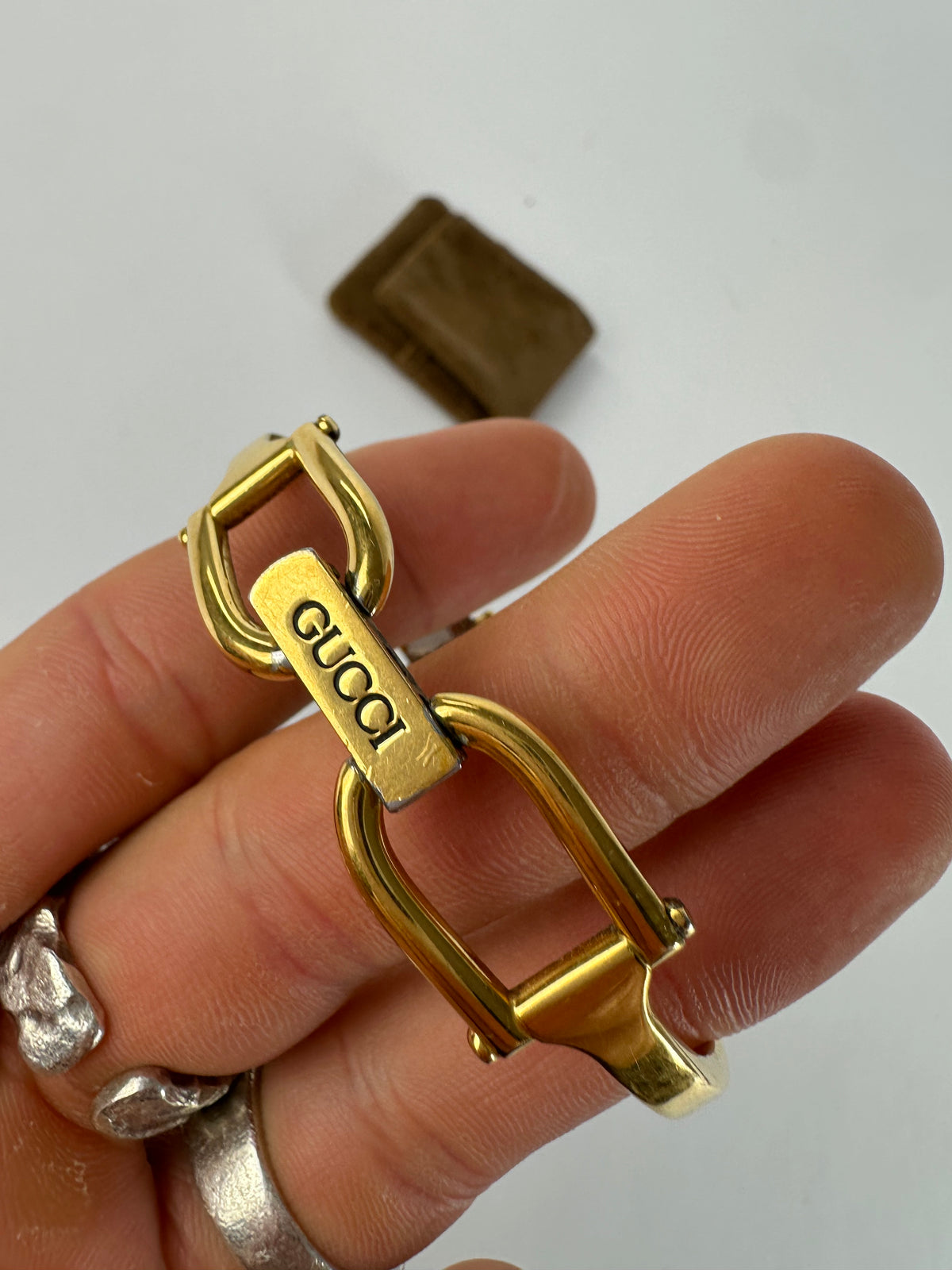 Vintage Gucci Rectangular Bracelet Watch Early 2000s Gold Cream