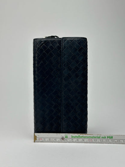 Vintage Bottega Veneta Intrecciato Leather Wallet Black