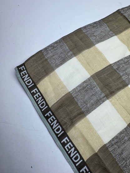 Vintage Fendi Checked Scarf Brown white