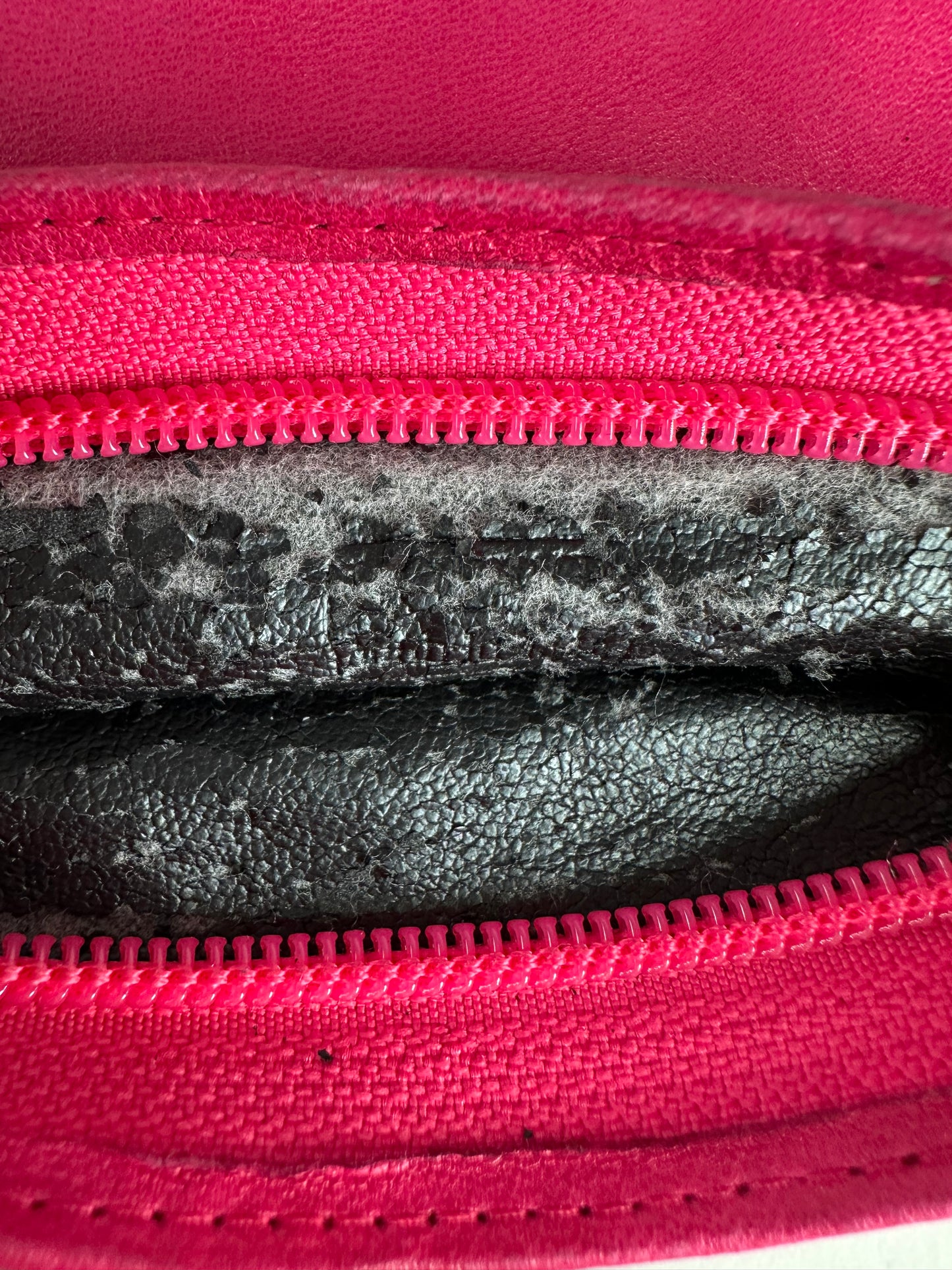 Vintage Loewe Leather Pouch Hot Pink Gold-Tone Zip