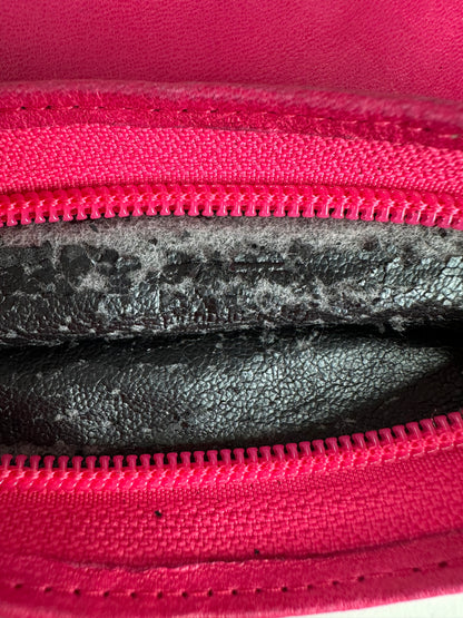 Vintage Loewe Leather Pouch Hot Pink Gold-Tone Zip