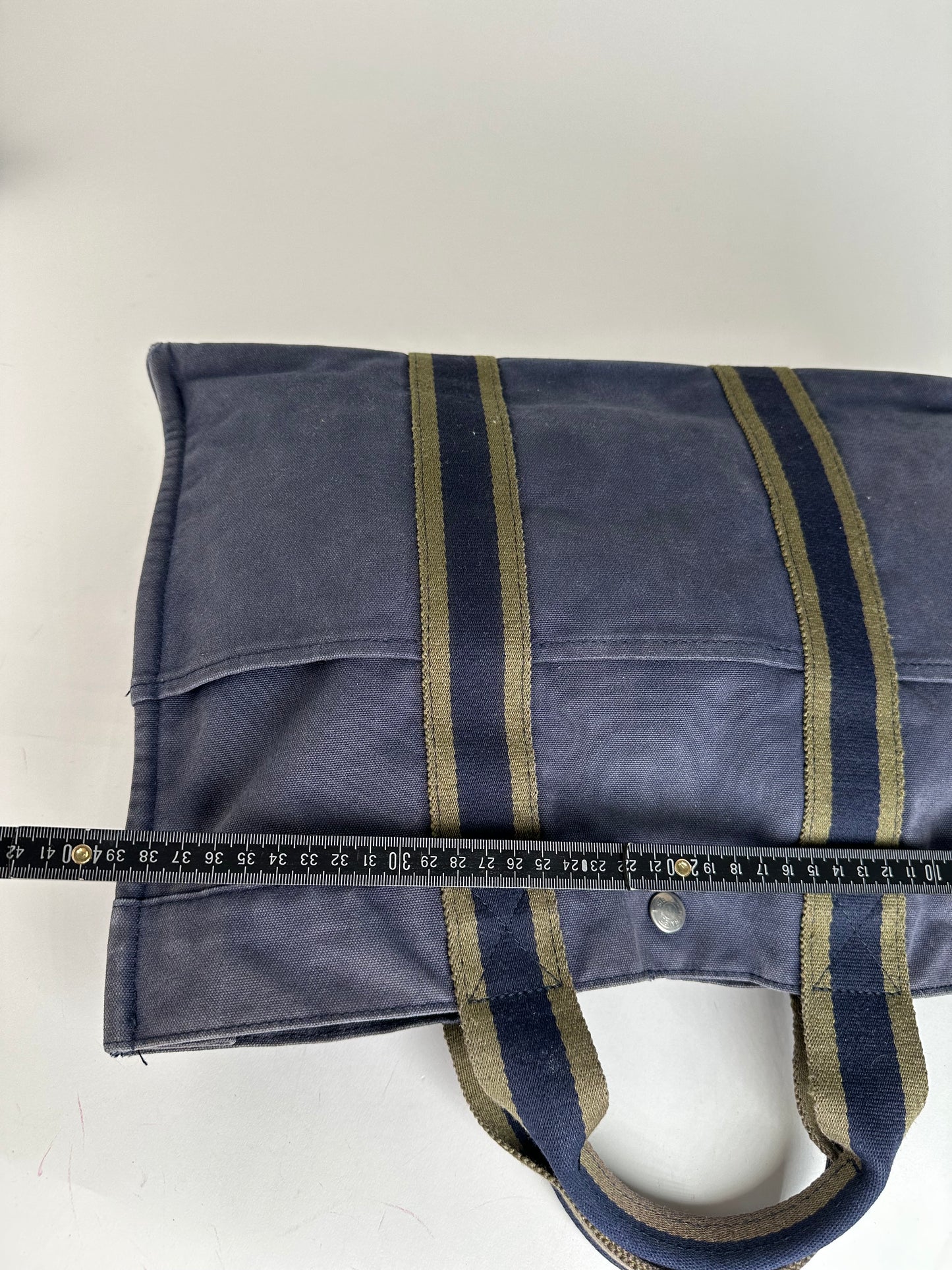 Vintage Hermès Fourre Tout MM Canvas Tote Bag Navy Khaki