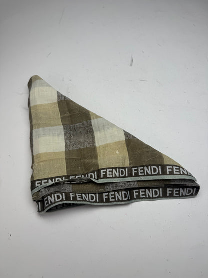 Vintage Fendi Checked Scarf Brown white