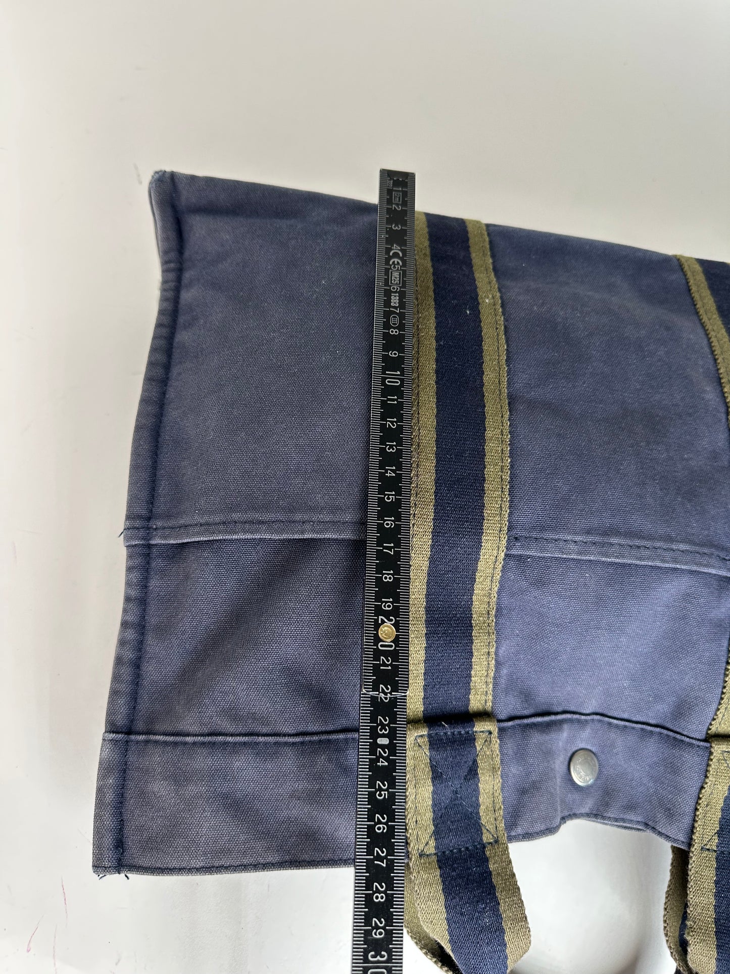 Vintage Hermès Fourre Tout MM Canvas Tote Bag Navy Khaki