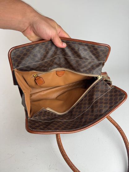 Vintage Celine Leather monogram ring bag brown