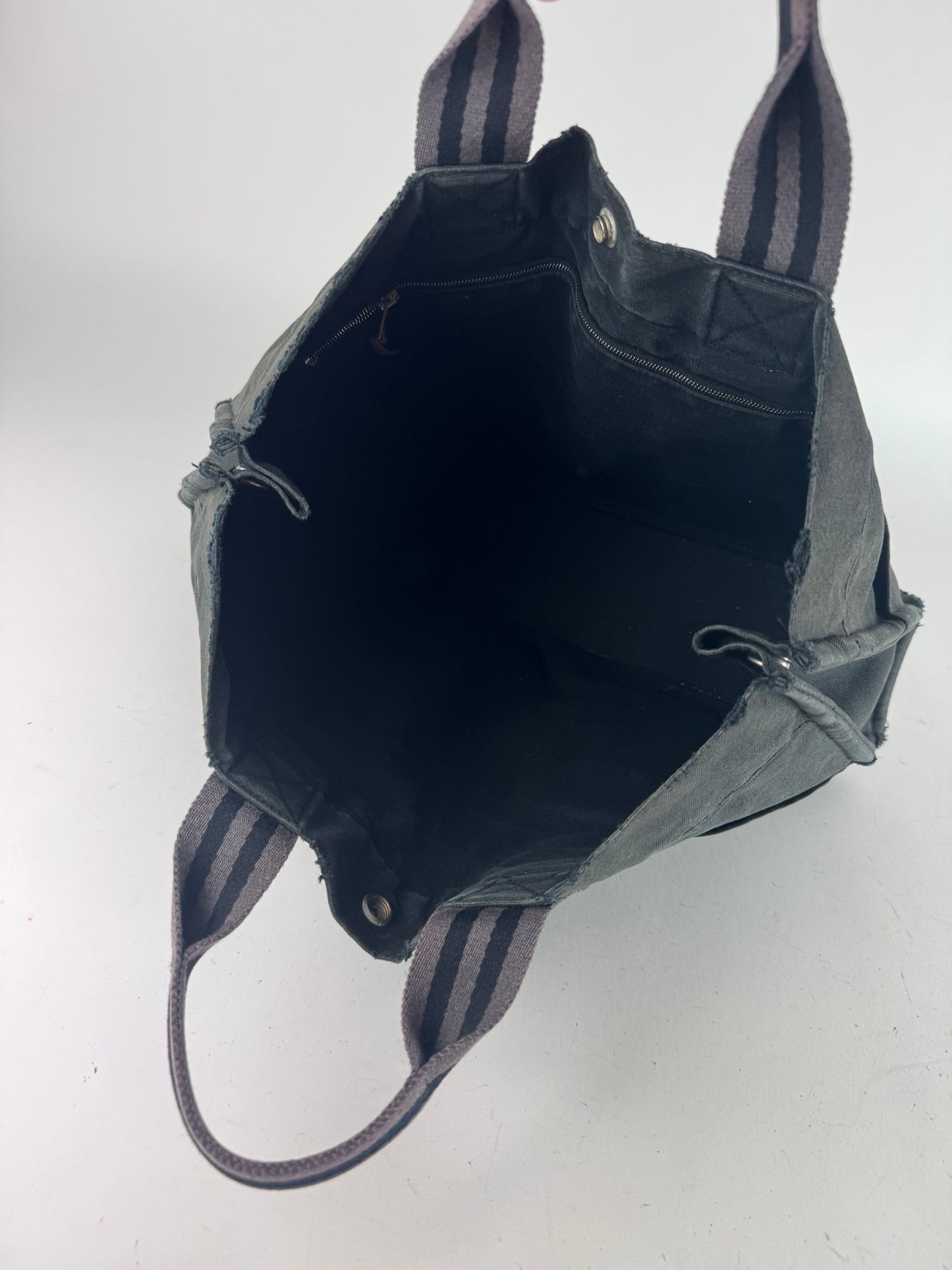 Vintage Hermes Canvas Tote Bag black Grey