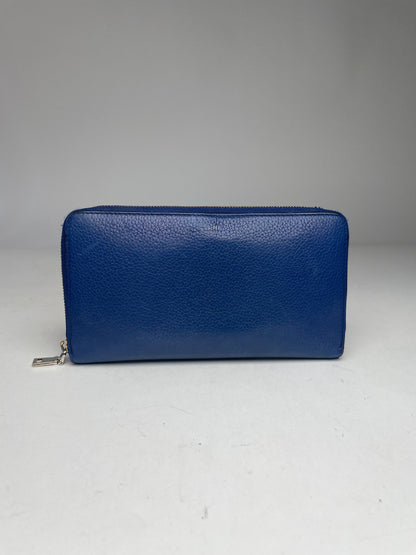 Vintage Celine Leather Wallet Blue