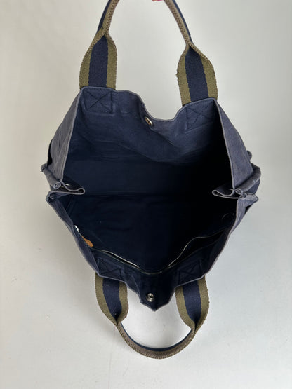 Vintage Hermès Fourre Tout MM Canvas Tote Bag Navy Khaki