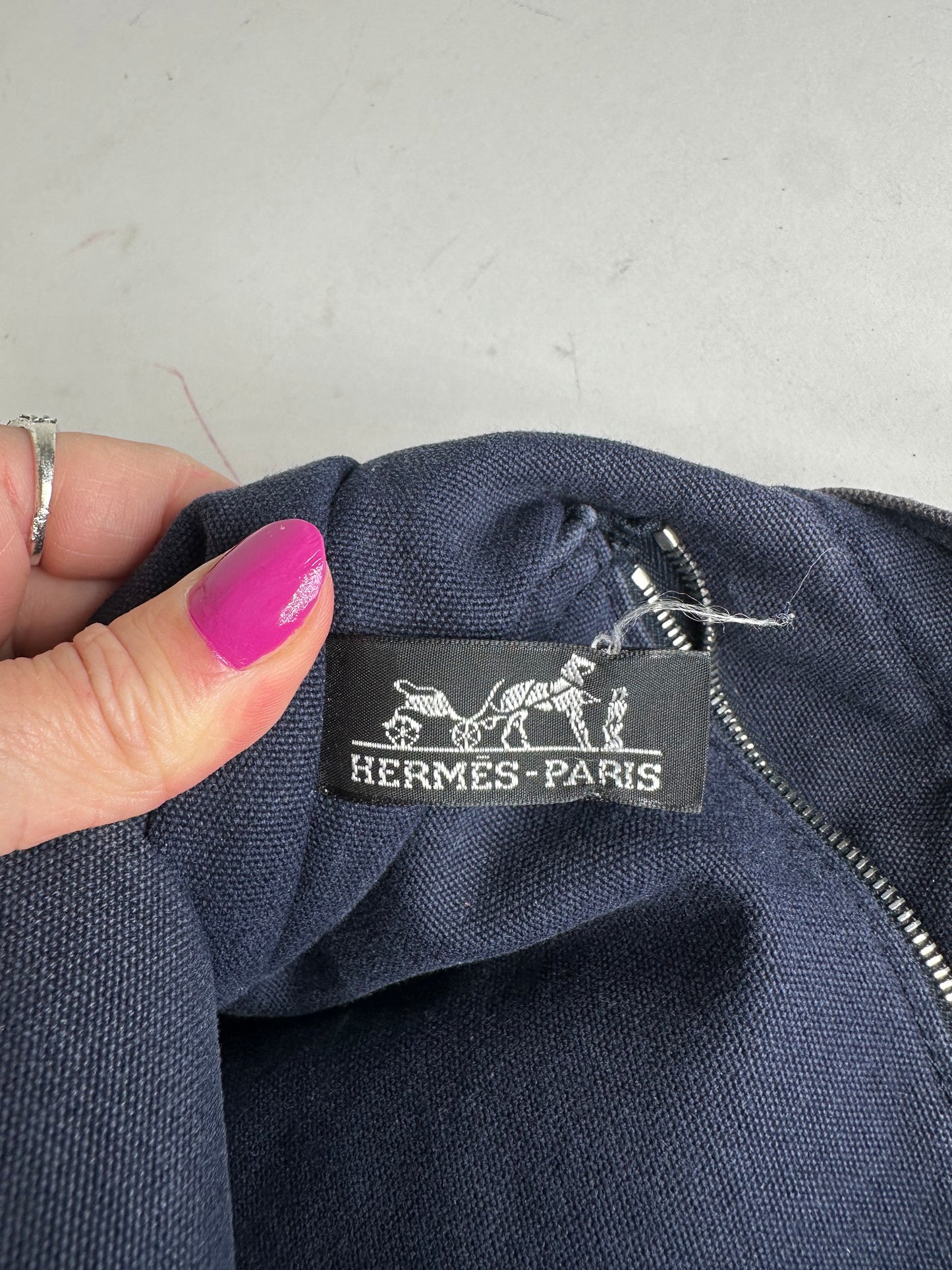 Vintage Hermès Fourre Tout MM Canvas Tote Bag Navy Khaki