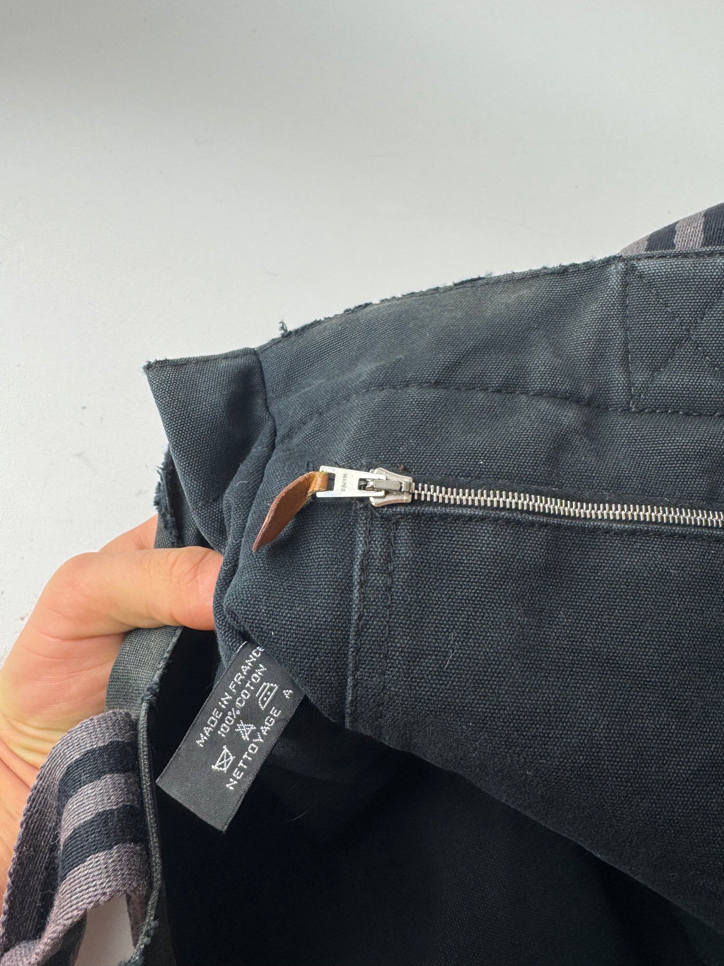 Vintage Hermes Canvas Tote Bag black Grey