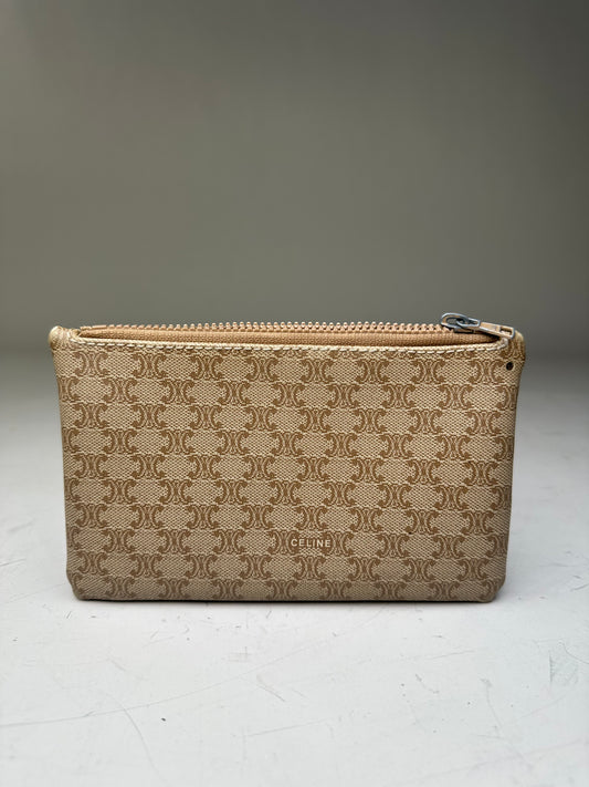 Vintage Celine C Monogram Canvas Pouch Beige Brown