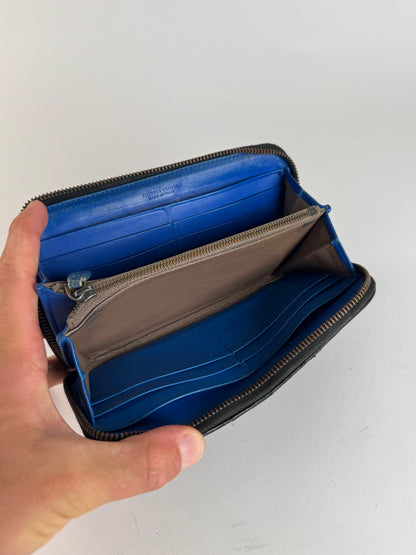 Vintage Bottega Veneta Intrecciato Leather zippy wallet black