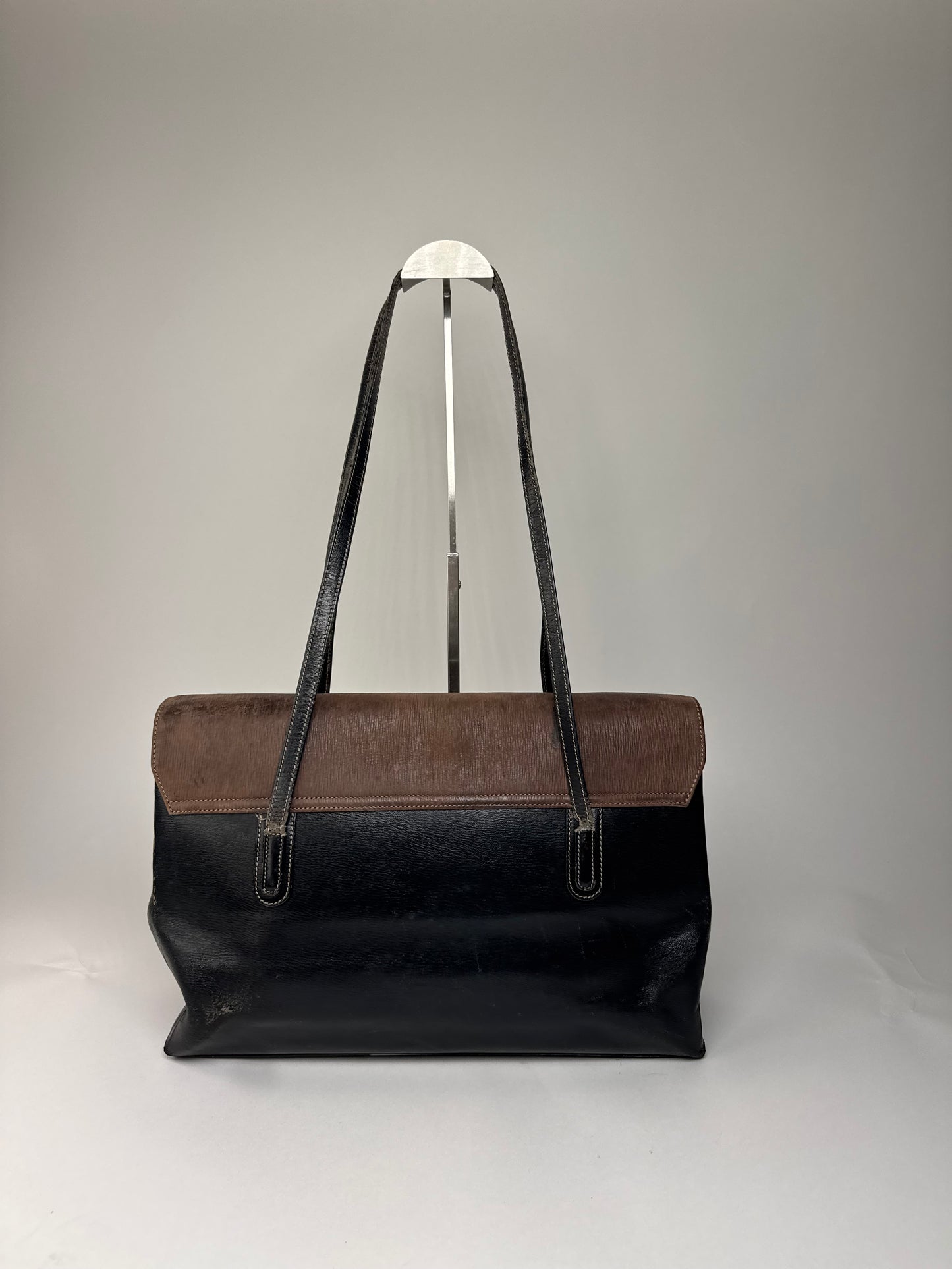 Vintage Loewe Madrid Leather Handbag Brown Black
