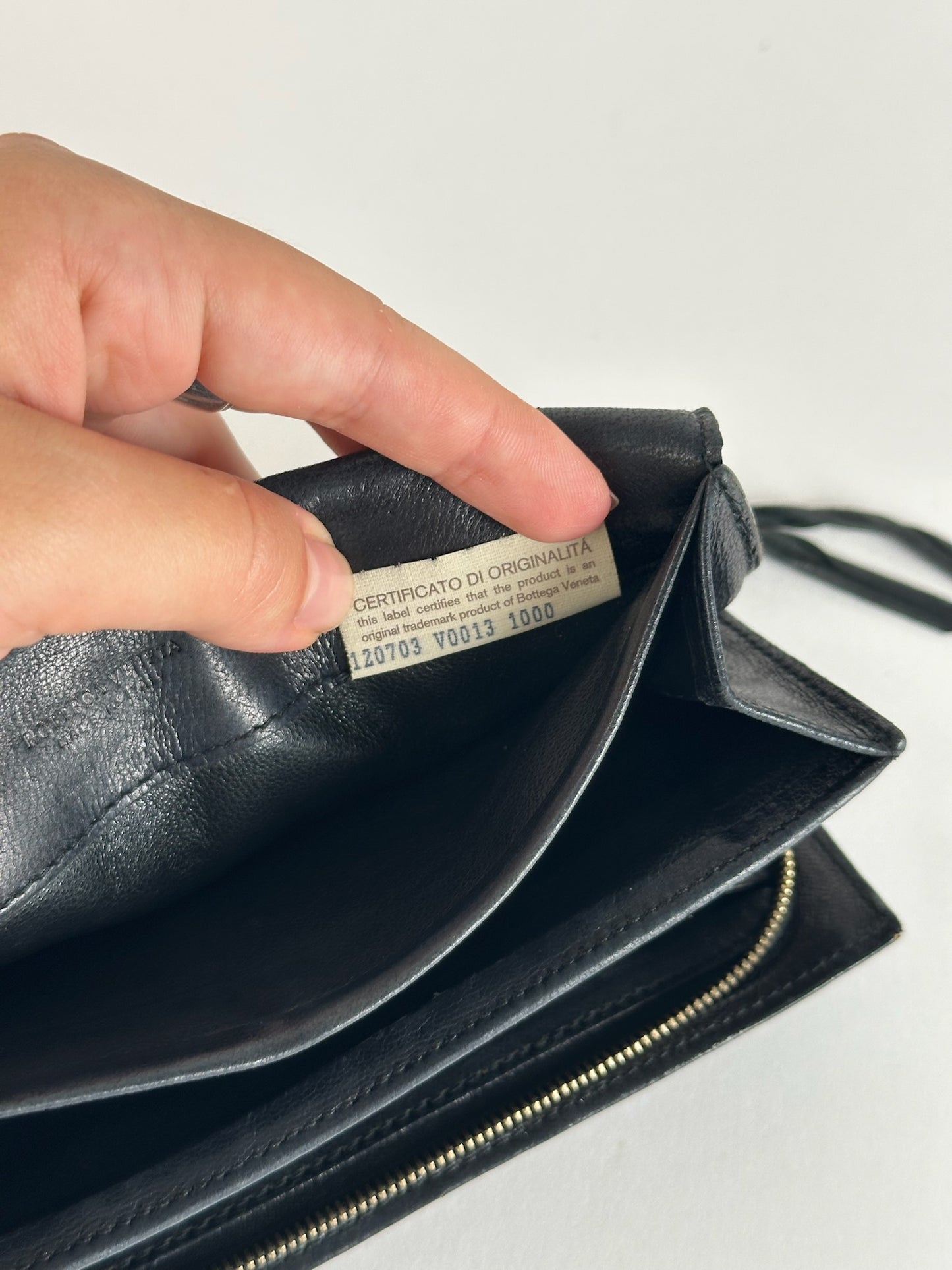 Vintage Bottega Veneta Intrecciato Leather Wallet Black