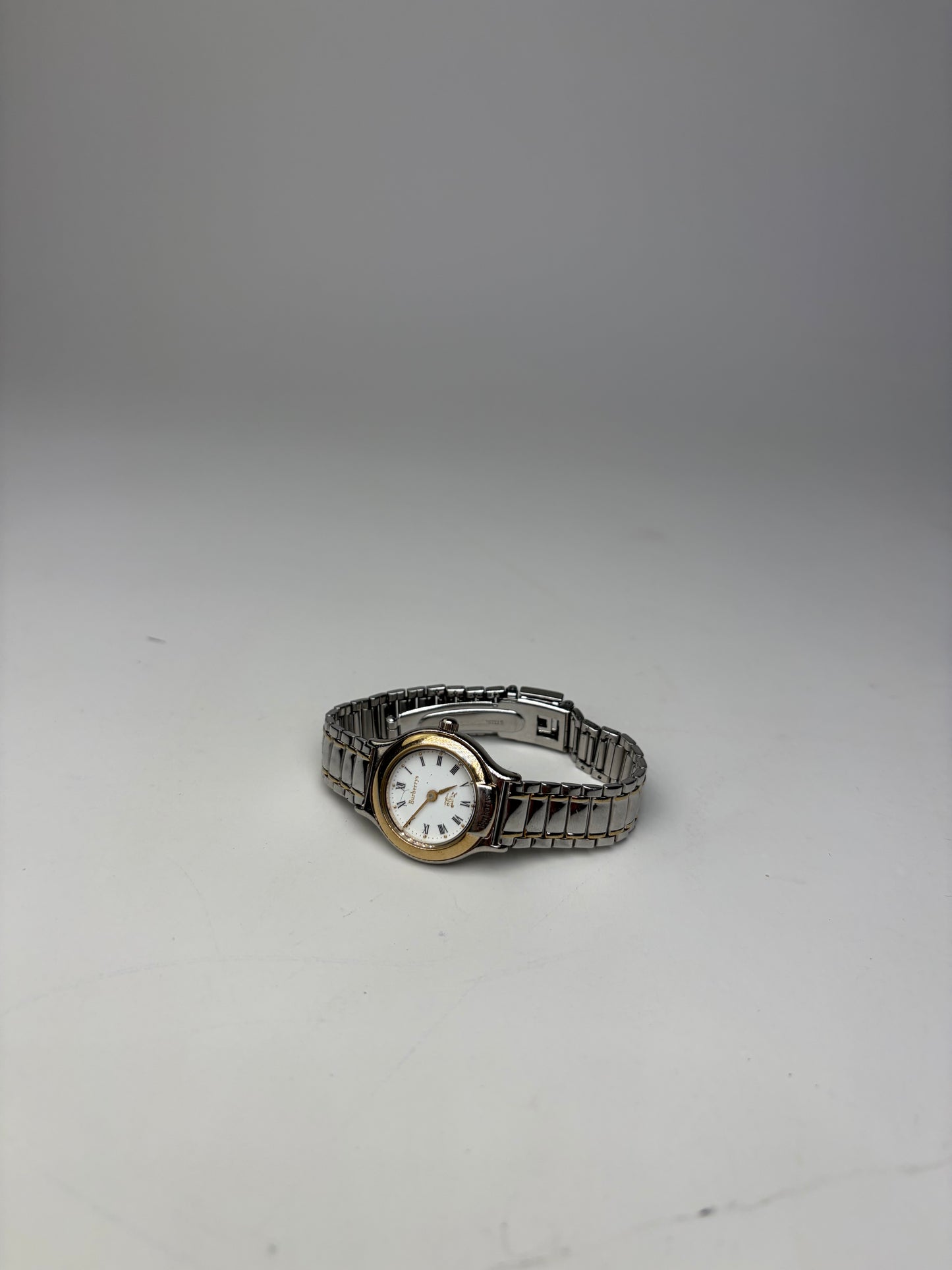 Vintage Burberry Stainless Steel Bracelet Watch Silver Gold