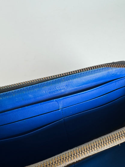 Vintage Bottega Veneta Intrecciato Leather zippy wallet black