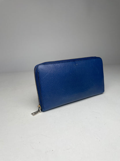Vintage Celine Leather Wallet Blue