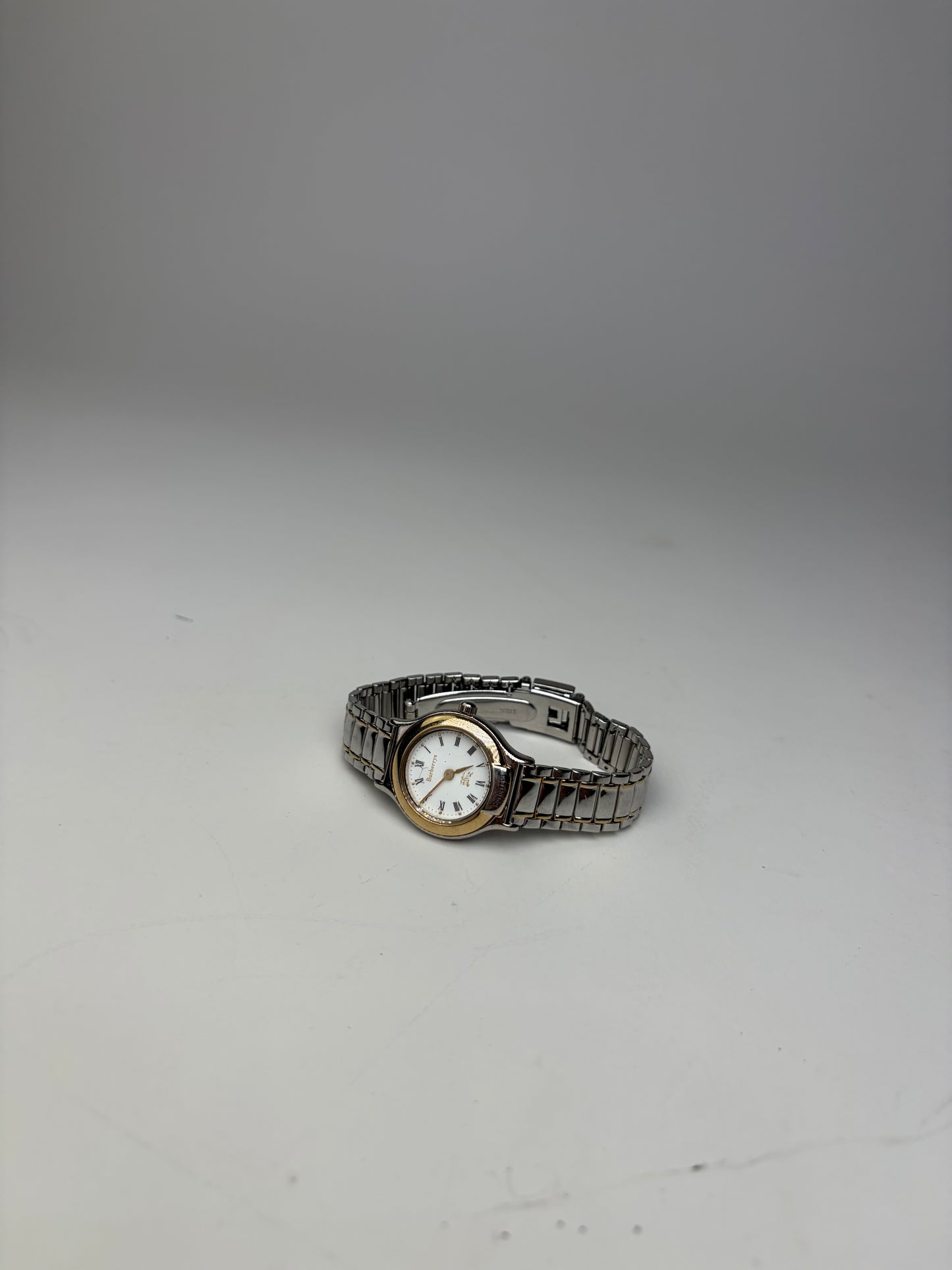 Vintage Burberry Stainless Steel Bracelet Watch Silver Gold