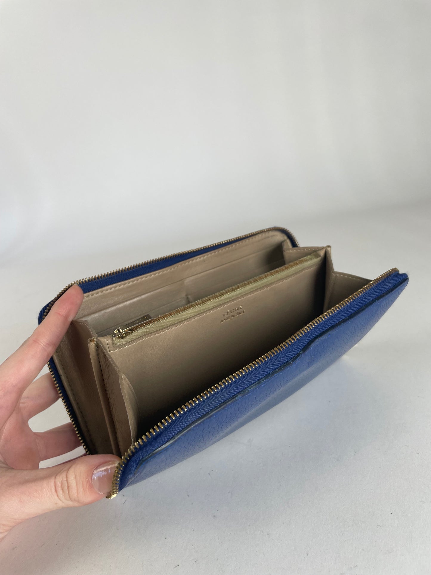 Vintage Celine Leather Wallet Blue
