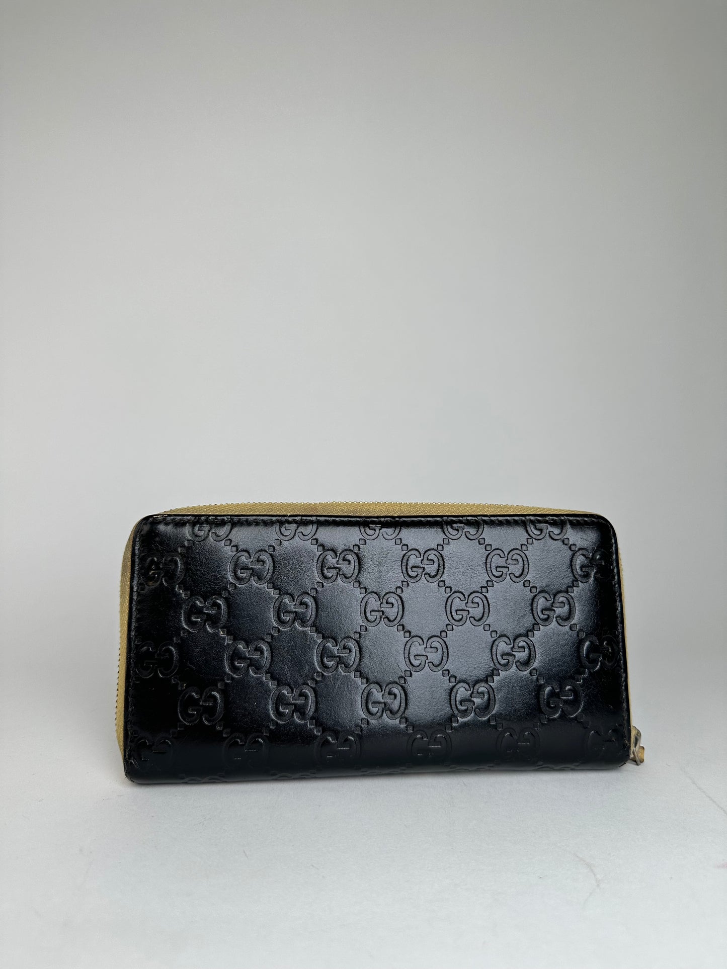 Vintage Gucci Guccissima Leather Zip Around Long Wallet Black