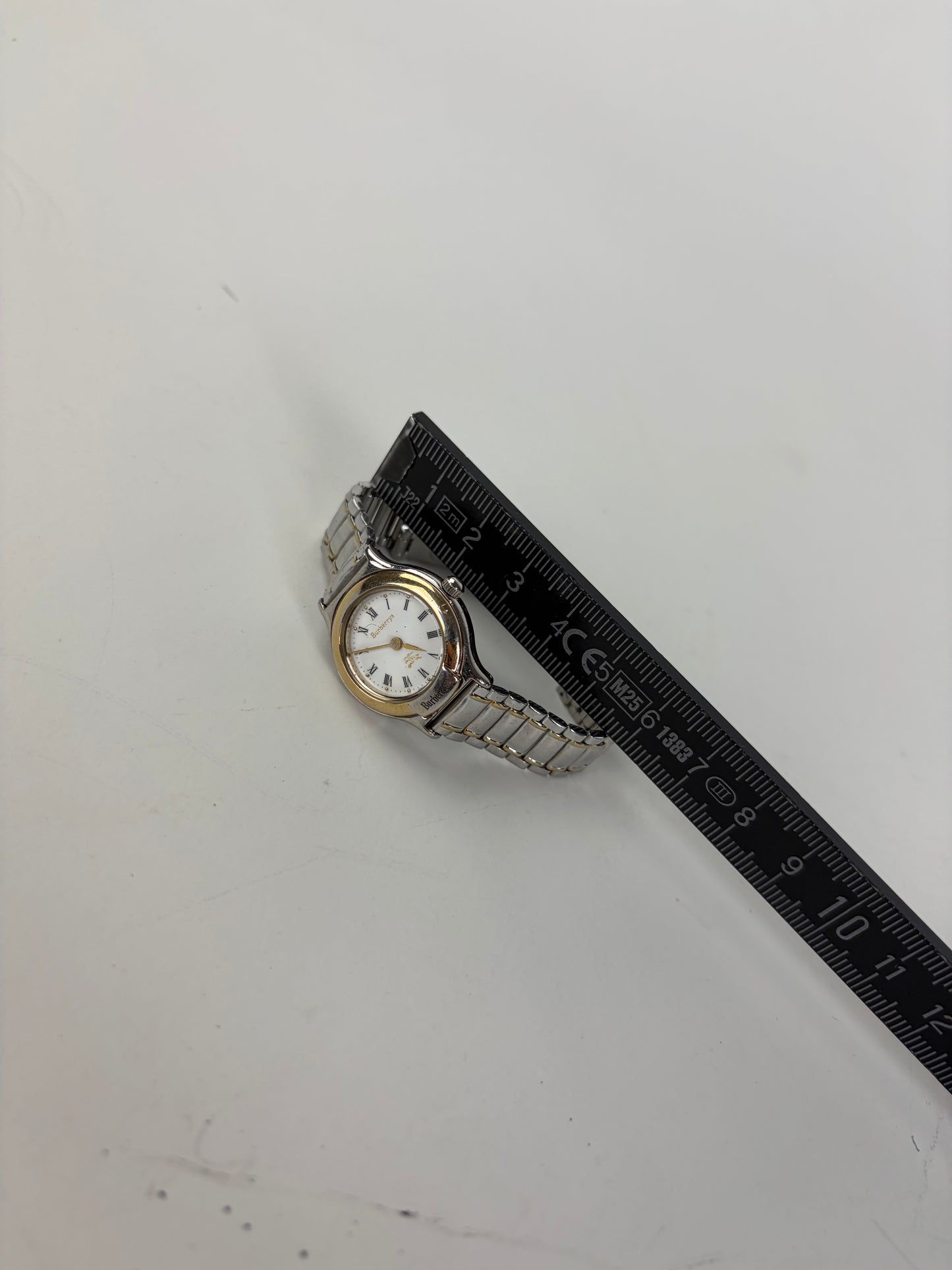 Vintage Burberry Stainless Steel Bracelet Watch Silver Gold