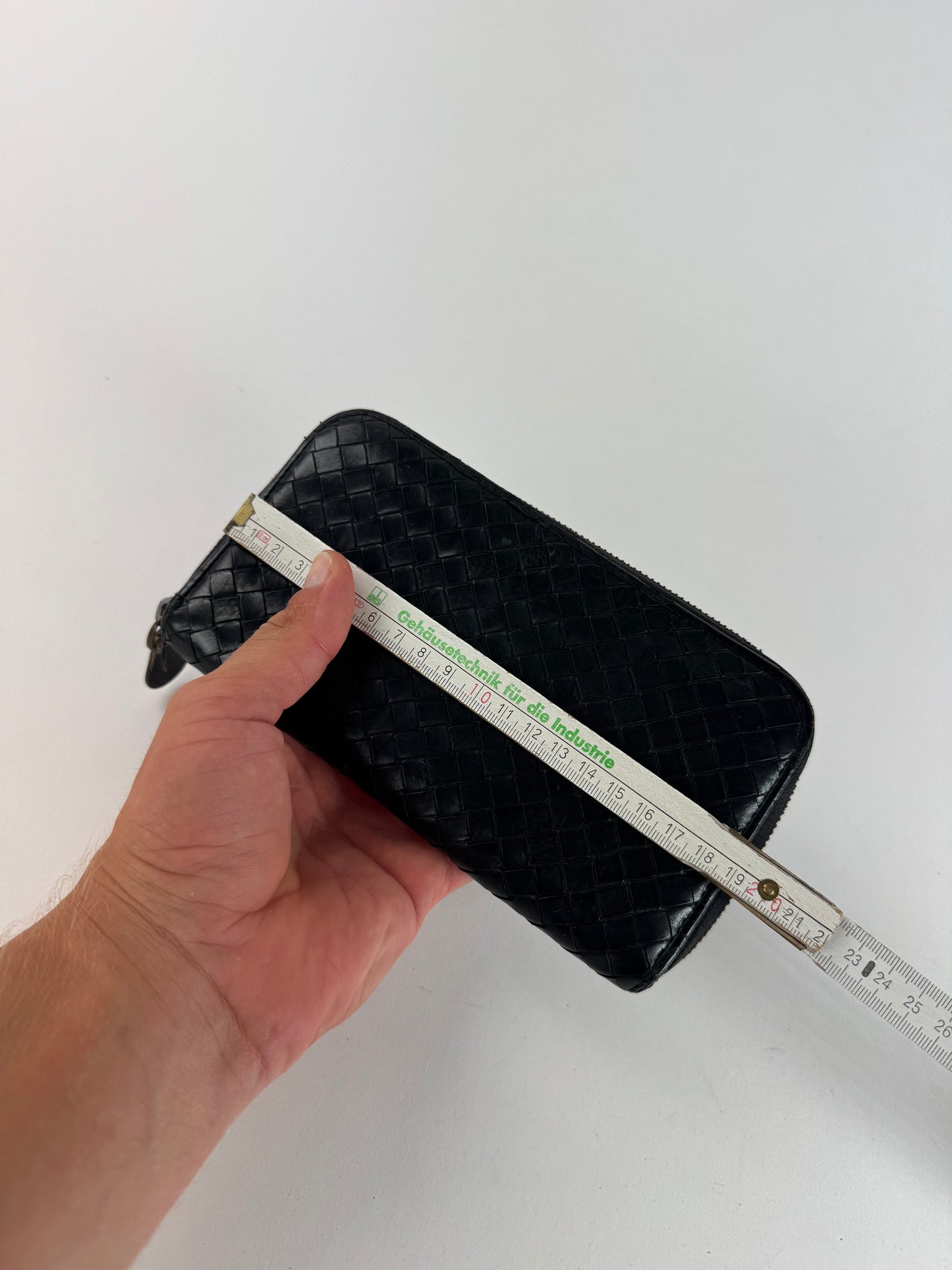 Vintage Bottega Veneta Intrecciato Leather zippy wallet black