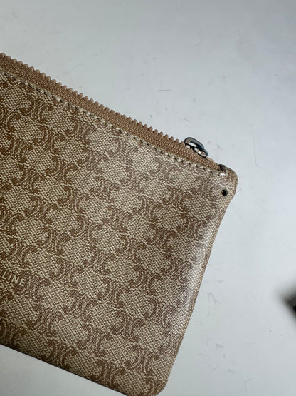 Vintage Celine C Monogram Canvas Pouch Beige Brown