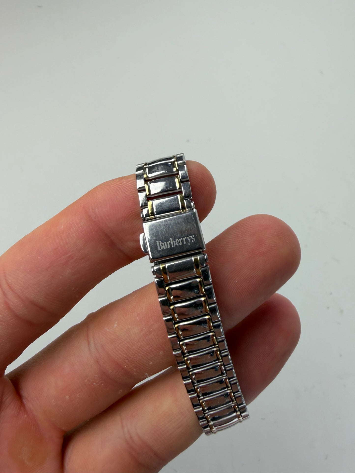 Vintage Burberry Stainless Steel Bracelet Watch Silver Gold