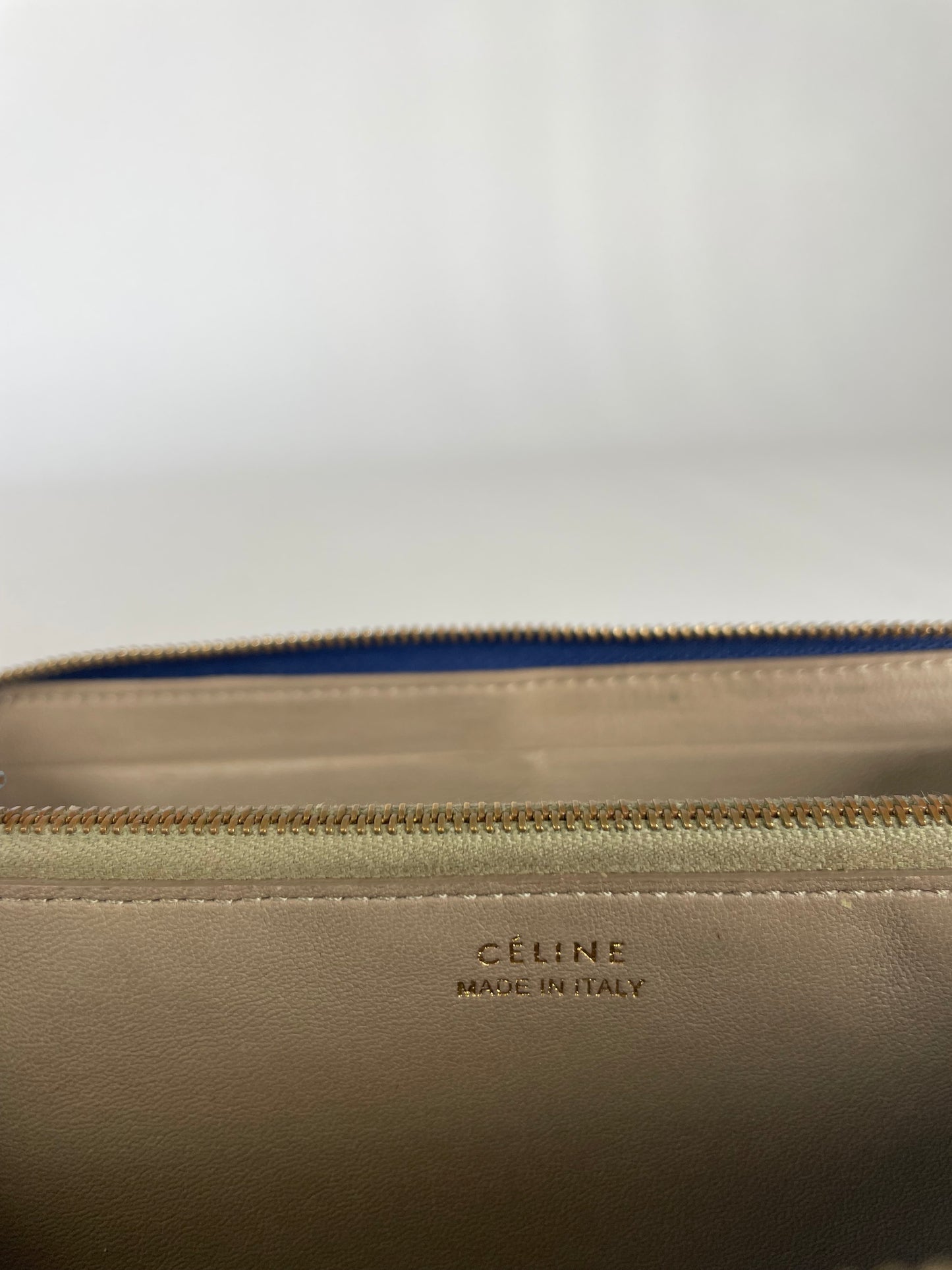 Vintage Celine Leather Wallet Blue