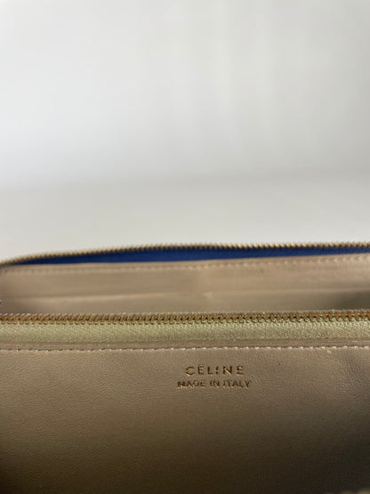 Vintage Celine Leather Wallet Blue