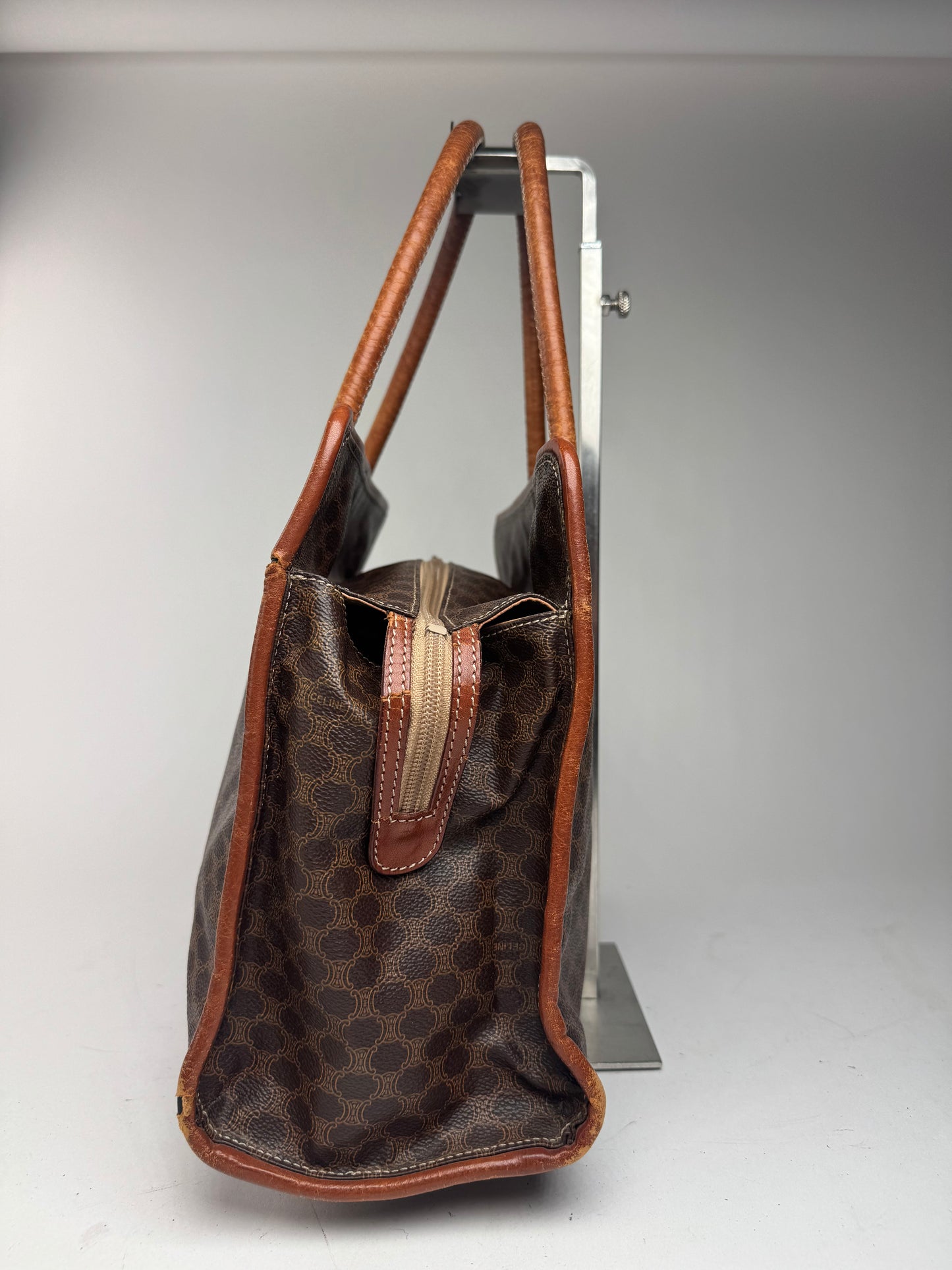 Vintage Celine Leather monogram ring bag brown